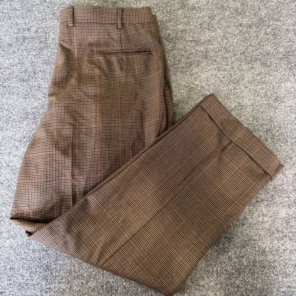 Lauren Ralph Lauren Dress Pants Mens 36x29 Pleated Wool Houndstooth Trousers